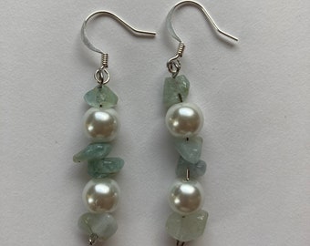 Boucles d’oreilles en perles et en verre bleu