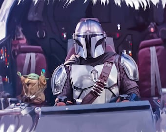 Mandalorian Fan Art Poster 13x20 glossy print signed by artist, 2nd in series