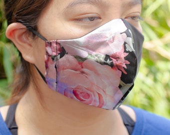 Multi-Option Lace with Metallic Pink/Lavender Floral Face Mask.