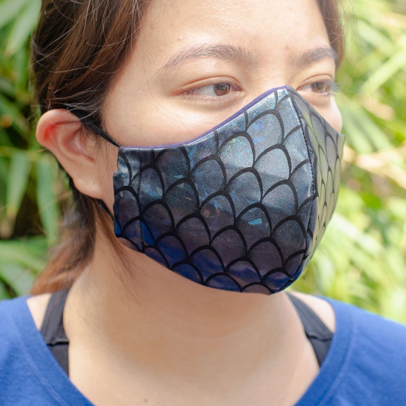2 Colors Metallic Dragon Scales Face Mask Etsy