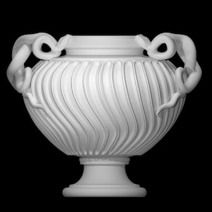 Miniature Hand-Painted White Vase with Snake Handle