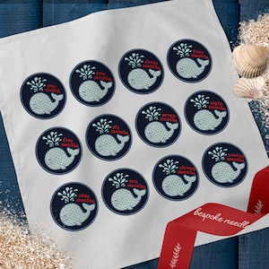 Diseño de apliques de hitos mensuales de ballenas / Primeros 12 meses / Primer año del bebé / 4x4 en el aro / Bordado a máquina