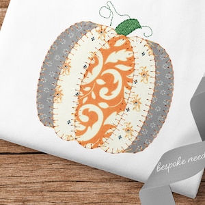 Patchwork Pumpkin Applique Pattern | Fall Design Blanket Stitch Applique | Seasonal Decor