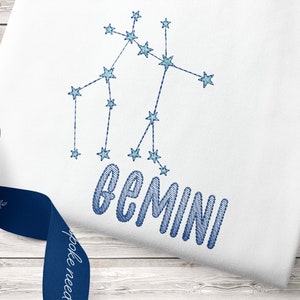 GEMINI SEASON Machine Embroidery Design | Personalized Horoscope Birthday Gift