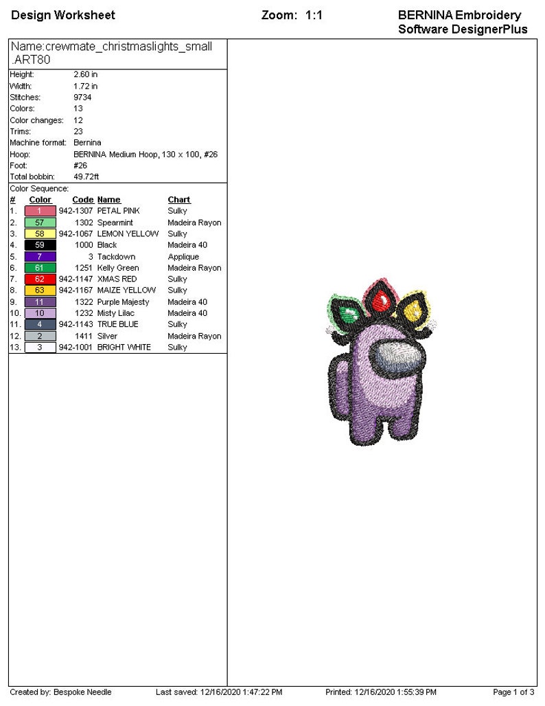 Download AMONG US Crewmate Christmas Lights Embroidery Design File ...