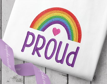 PROUD RAINBOW Machine Embroidery Design | PRIDE Embroidery Design for Shirts, Patches and More