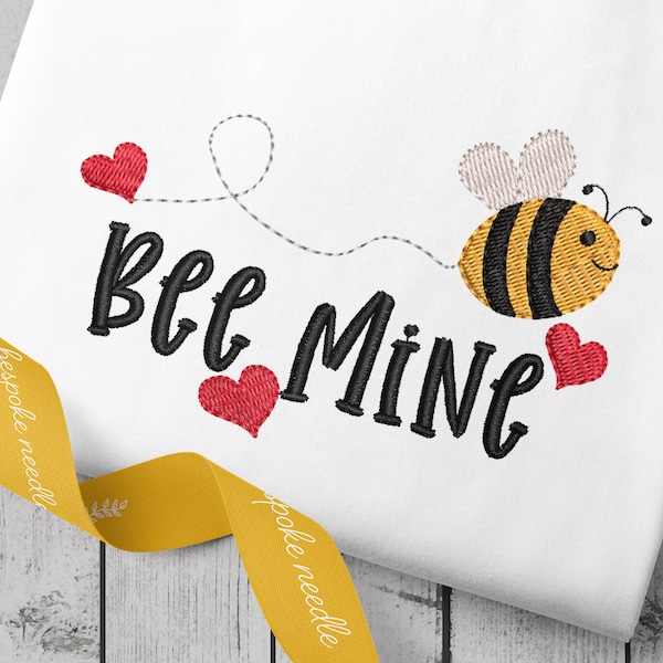 BEE MINE Valentine Machine Embroidery Design | Handmade Valentine Craft