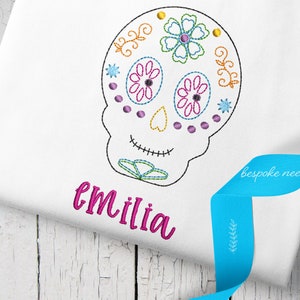 Sugar Skull Machine Embroidery Pattern | Day of the Dead Calavera | Colorful Calacas Design