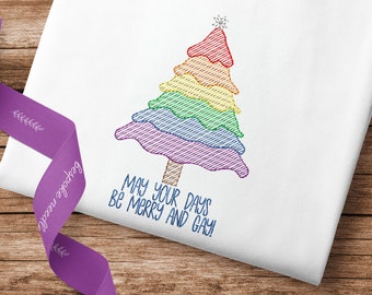 Sketch Stitch Embroidery LGBTQ+ Christmas Tree Embroidery Design | Quick Sketch Pattern | 4x4 Hoop Size