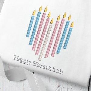 Trans LGBTQ+ Pride Hanukkah Heart Menorah | Machine Embroidery Design |Transgender Flag Pattern
