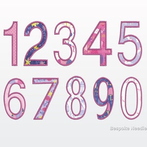 Applique Embroidery Numbers 0-9 | Machine Embroidery Design | 3 Sizes | Birthday Milestones