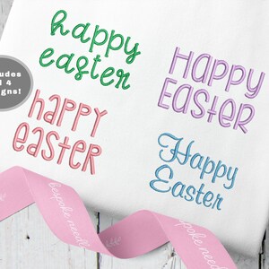 HAPPY EASTER text embroidery design | Four Font Choices Included | Machine Embroidery Pattern
