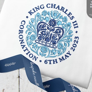 Coronation Embroidery Design | Coronation Emblem Machine File | King Charles III | UK Coronation | Blue 4x4 and 5x7 Hoop Sizes