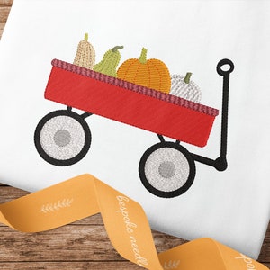 Pumpkin Patch Wagon Fall Embroidery Design | Autumn Machine Embroidery