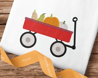 Pumpkin Patch Wagon Fall Embroidery Design | Autumn Machine Embroidery