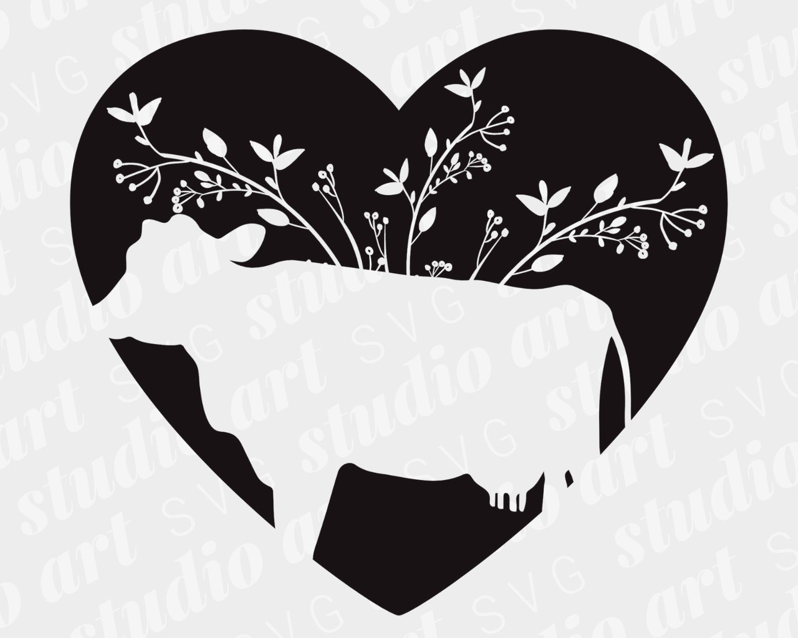 Cow Heart SVG / cow svg png dxf eps pdf / Flower Heart Decor / Etsy