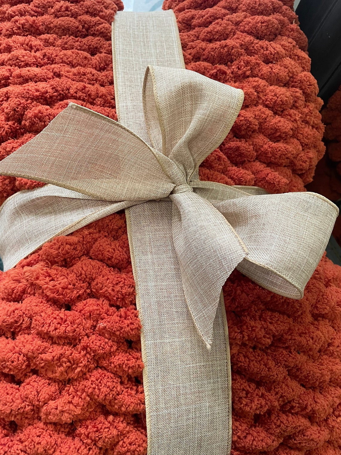 Burnt Orange chunky knit blanket Etsy