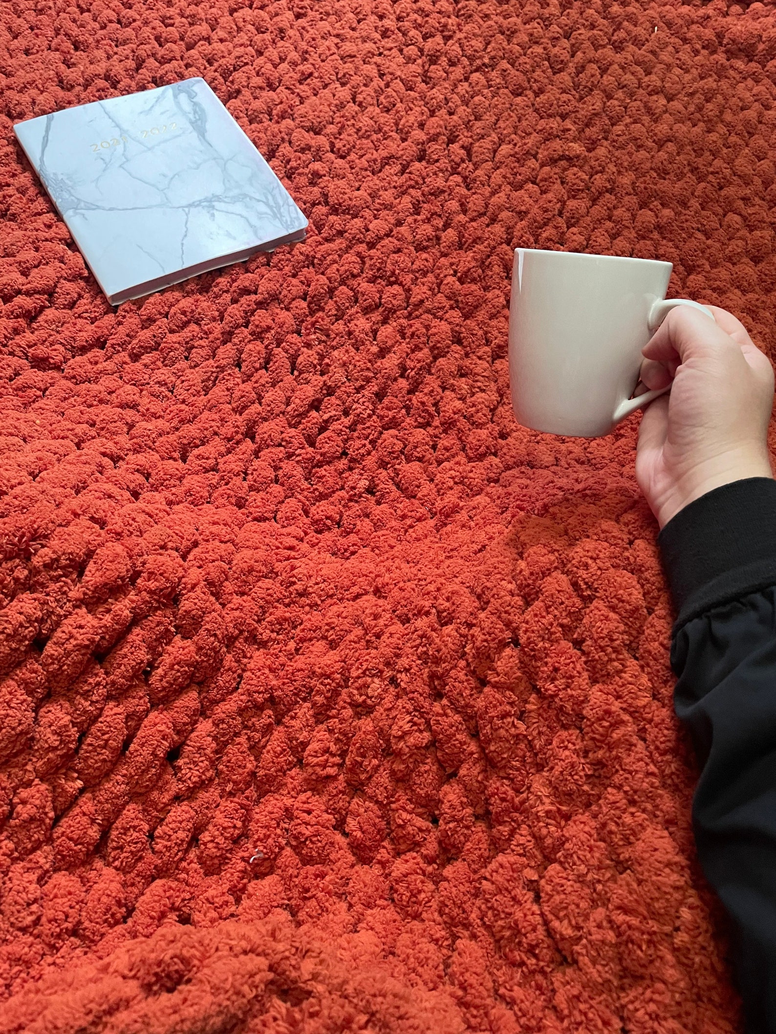 Burnt Orange chunky knit blanket Etsy