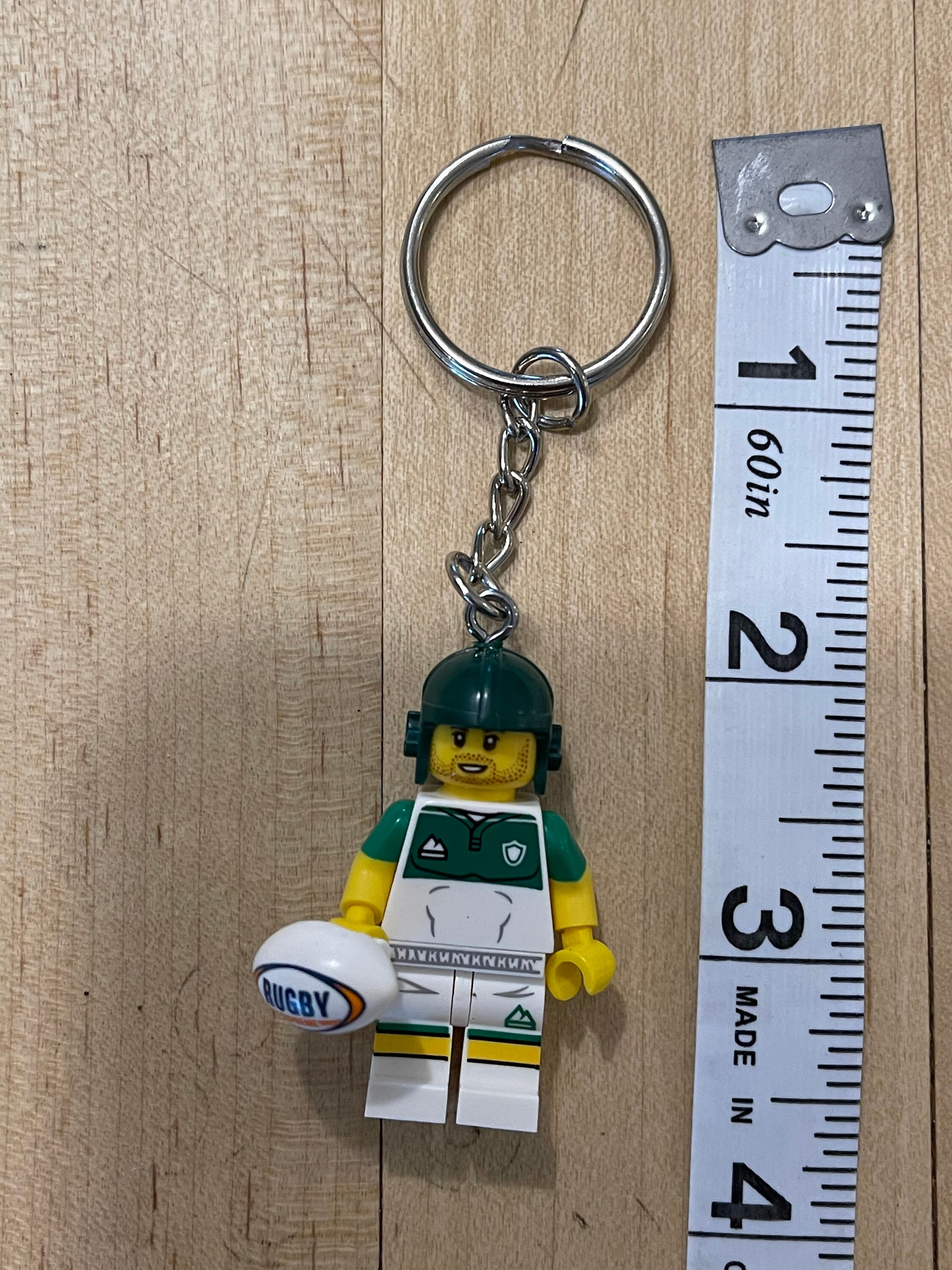Rugby Player Minifigure Keychain Keychain made with Etsy