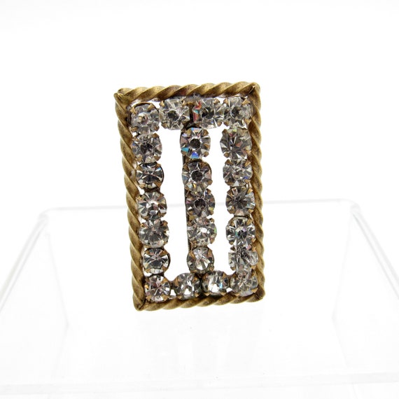 Antique Hatpin Unique Shape Rectangular Rhineston… - image 1