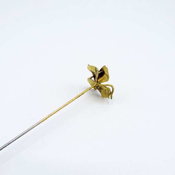 Antique Hatpin Brass Pansy Flower Hat Pin Gem