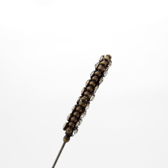 Antique Hatpin Double Rhinestone Rows, Double Sid… - image 2