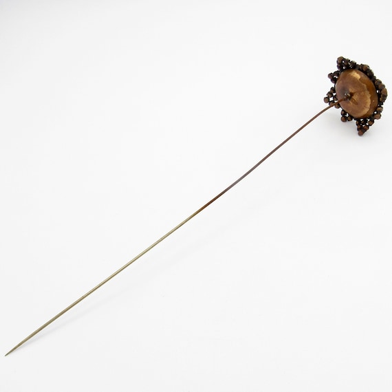 Antique Hatpin Large Snowflake Pattern Rhinestone… - image 4