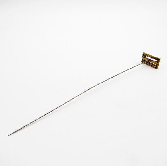 Antique Hatpin Unique Shape Rectangular Rhineston… - image 7