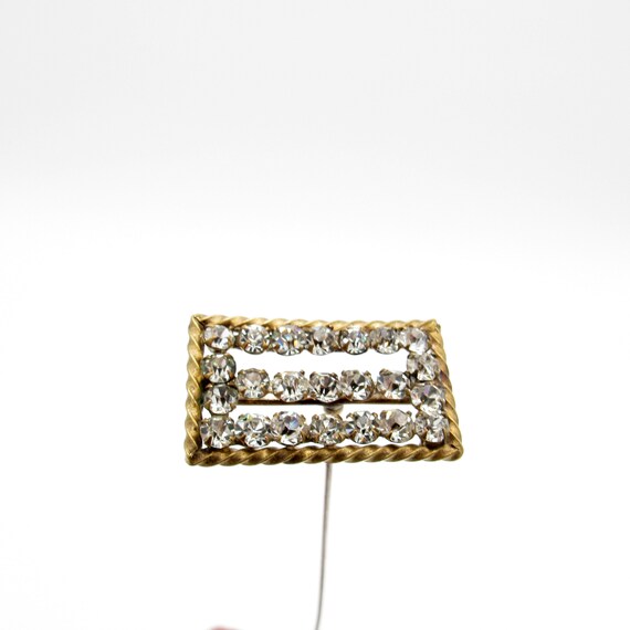 Antique Hatpin Unique Shape Rectangular Rhineston… - image 3