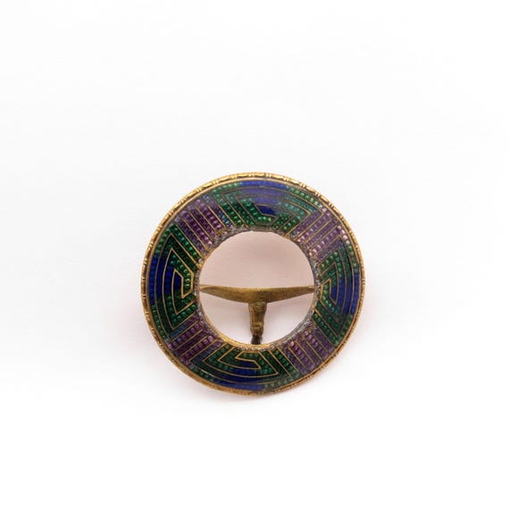 Antique Hatpin UNIQUE Enamel Patterned Hat Pin - image 3