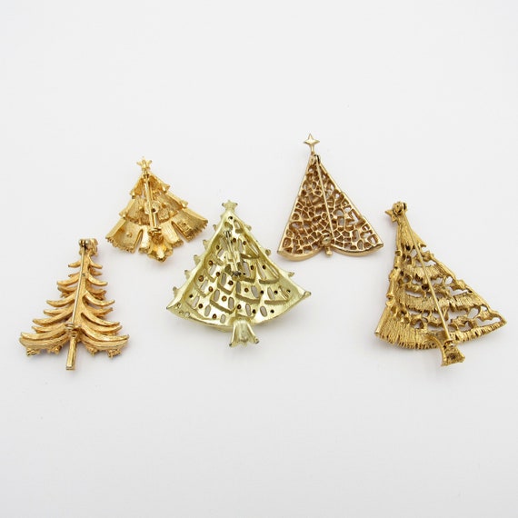 Vintage Group of 5 Christmas TREES, Brooch, Pin, … - image 2