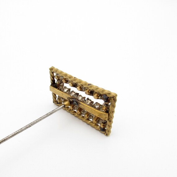 Antique Hatpin Unique Shape Rectangular Rhineston… - image 6