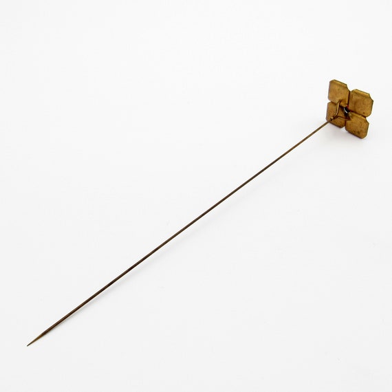 Antique Hatpin Square Shape Rolled Edge, Cranberr… - image 5