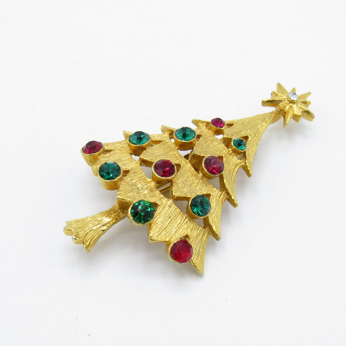 Vintage Christmas Coro Round Green and Red Jewel Christmas Etsy