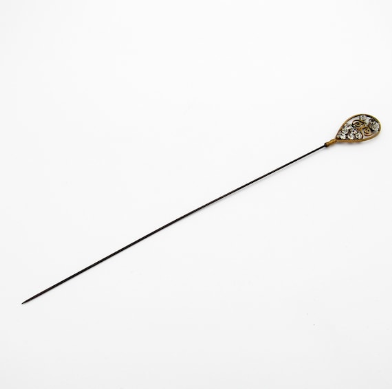 Antique Hatpin Teardrop Rhinestone Shape, Sparkling S… - Gem