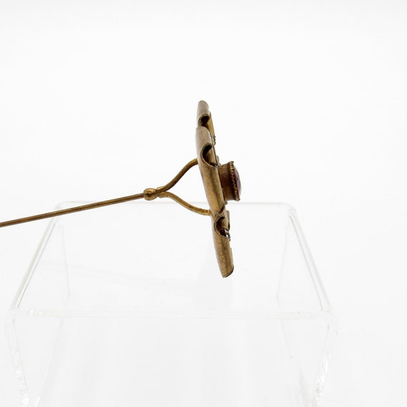 Antique Hatpin Square Shape Rolled Edge, Cranberr… - image 4