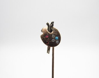 Antique Artists Palette, Brushes, Stones Stickpin, Stick Pin