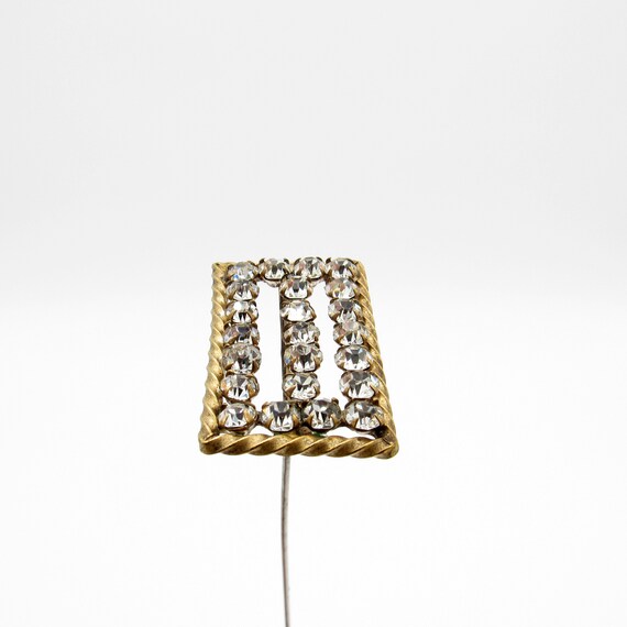 Antique Hatpin Unique Shape Rectangular Rhineston… - image 2