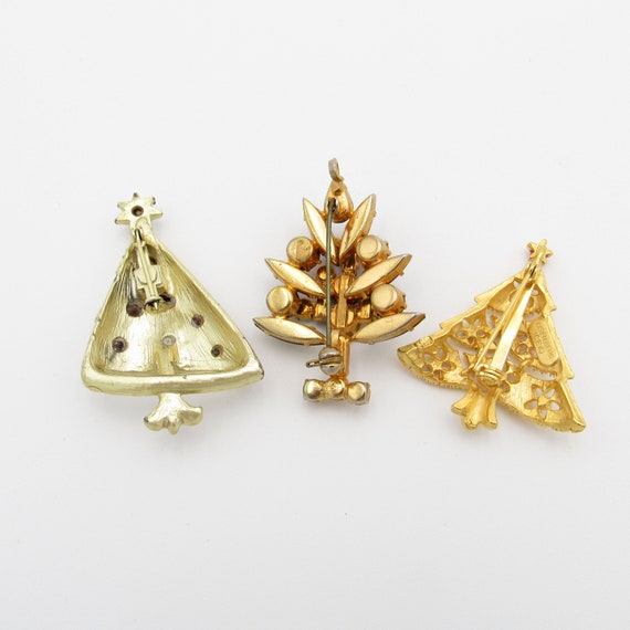 Vintage Group of 3 Christmas Tree Pins, Brooches,… - image 2