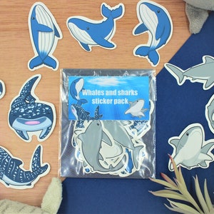 Whales and Sharks paper sticker pack