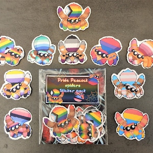 Pack d'autocollants en papier araignées paon Pride