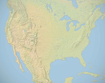 Physical Map of United States, North America | INSTANT DOWNLOAD
