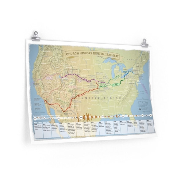 Church History Routes Map Premium-Quality Poster | Study Aid | 18x12, 30x20, 36x24