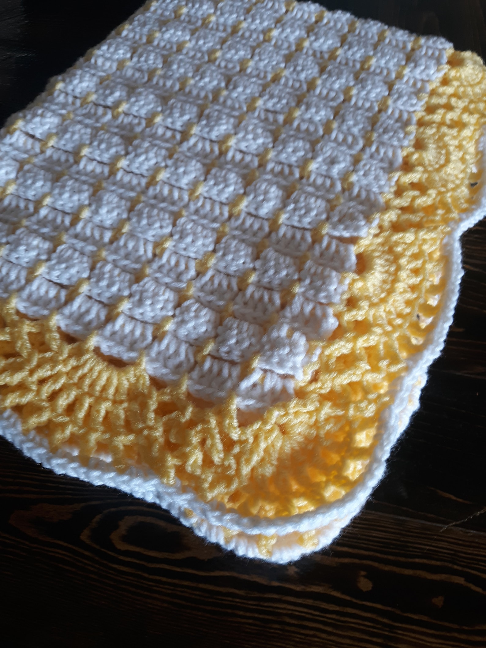 White/yellow baby blanket crocheted/ white and yellow crochet Etsy