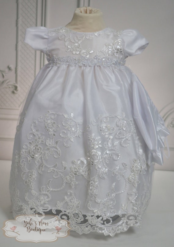 FAST SHIPPING White Baby Girl Christening Dress Toddler Girl