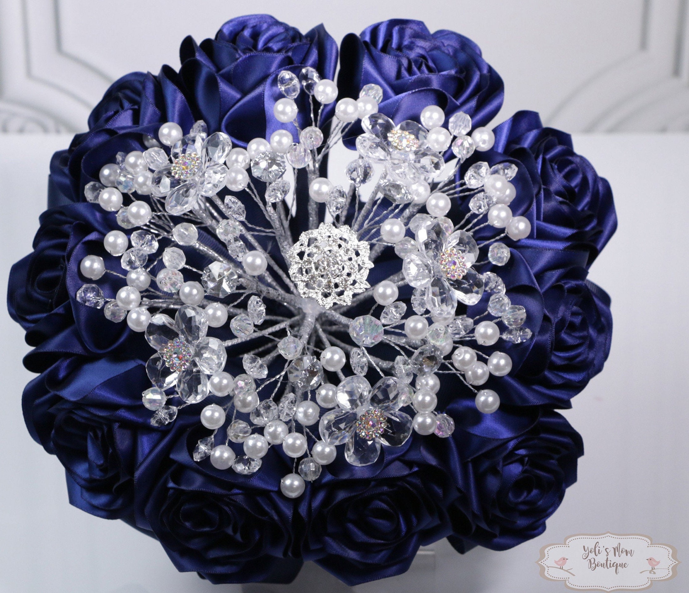 FREE SHIPPING Handcrafted Navy Blue Artificial Flower Etsy UK