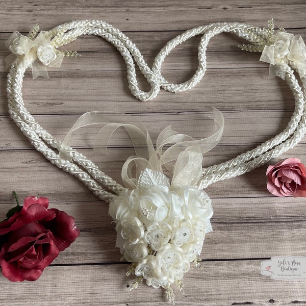 FAST SHIPPING!!! Beige or White Wedding Lasso Rope, Wedding Lasso, Wedding Lasso Cord Rope With Flower, Traditional Beige Wedding Lasso