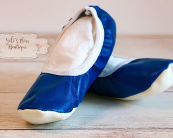 FAST SHIPPING!! Ballet Shoes Toddler, Royal Blue Ballet Shoes, Ballerina Shoes, Leather Toddler Shoes, Flower Girl Shoes, Ballet Flats