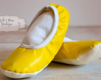 FAST SHIPPING!!! Ballet Shoes Toddler, Yellow Ballet Shoes, Ballerina Shoes, Leather Toddler Shoes, Flower Girl Shoes, Ballet Flats