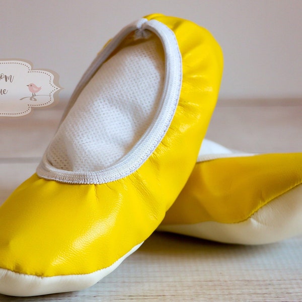 FAST SHIPPING!!! Ballet Shoes Toddler, Yellow Ballet Shoes, Ballerina Shoes, Leather Toddler Shoes, Flower Girl Shoes, Ballet Flats